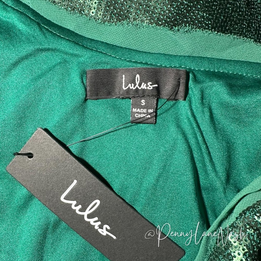 NWT Lulus Poppin' Prosecco Matte Green Sequin Mini Dress - Picture 7 of 11